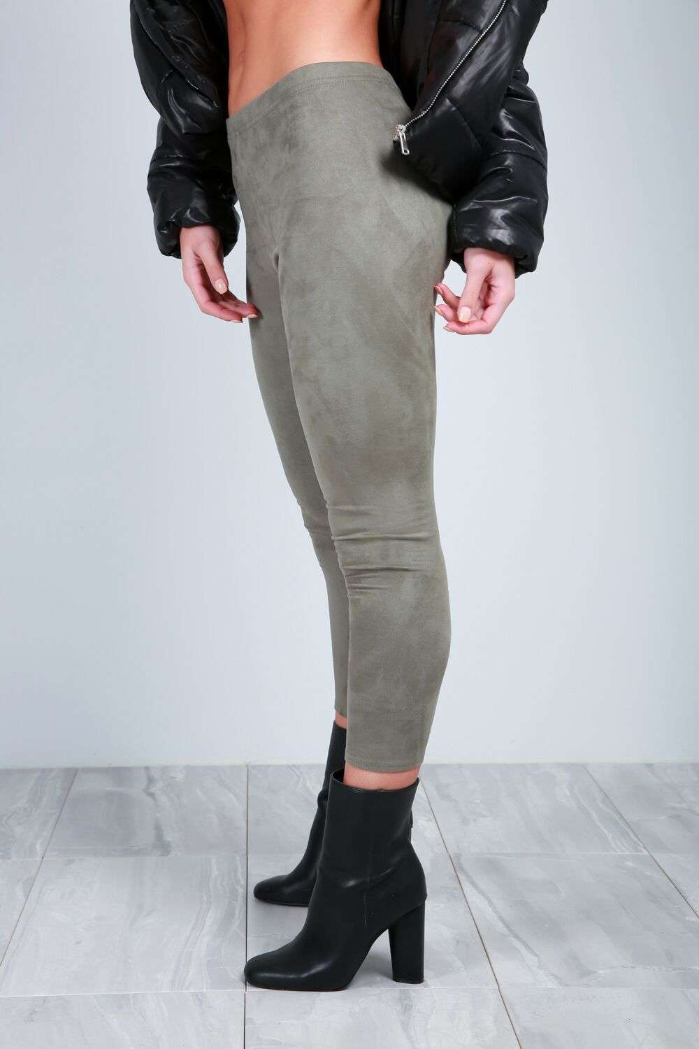 Khloe High Waist Faux Suede Cropped Leggings - bejealous-com