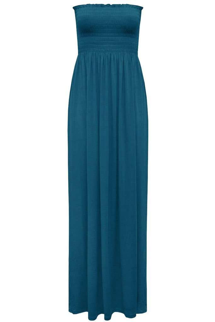 Kiana Ruched Bandeau Jersey Maxi Dress - bejealous-com