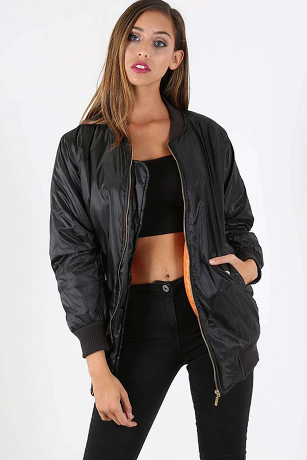 Kiera Long Sleeve Oversized Bomber Jacket - bejealous-com