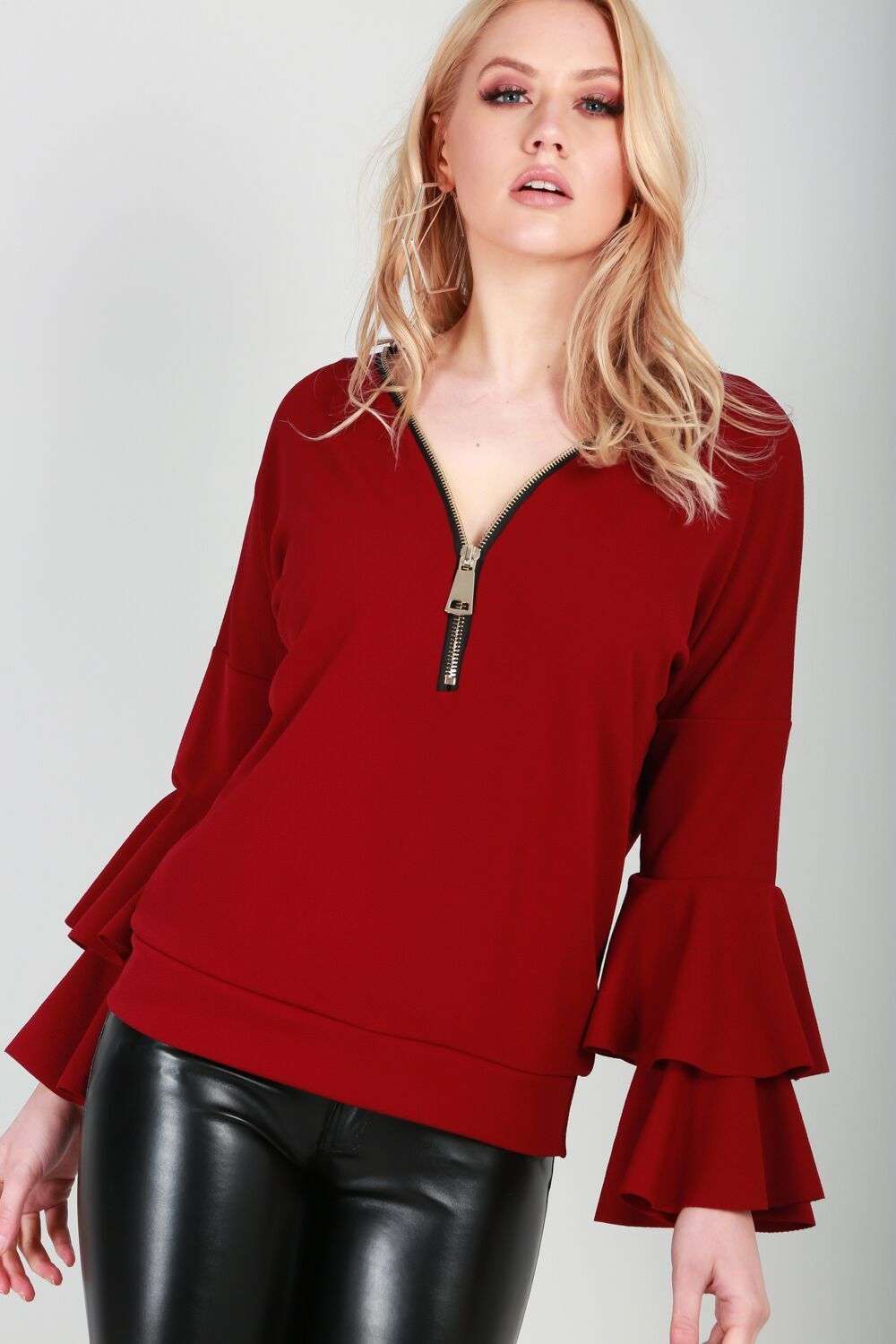 Kimmy Tiered Frill Sleeve Top - bejealous-com