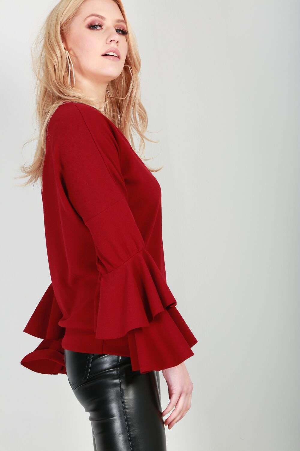 Kimmy Tiered Frill Sleeve Top - bejealous-com