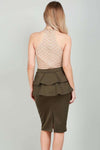 Kira High Waist Peplum Frill Midi Skirt - bejealous-com