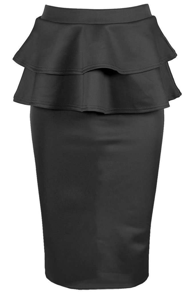 Kira High Waist Peplum Frill Midi Skirt - bejealous-com