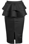 Kira High Waist Peplum Frill Midi Skirt - bejealous-com