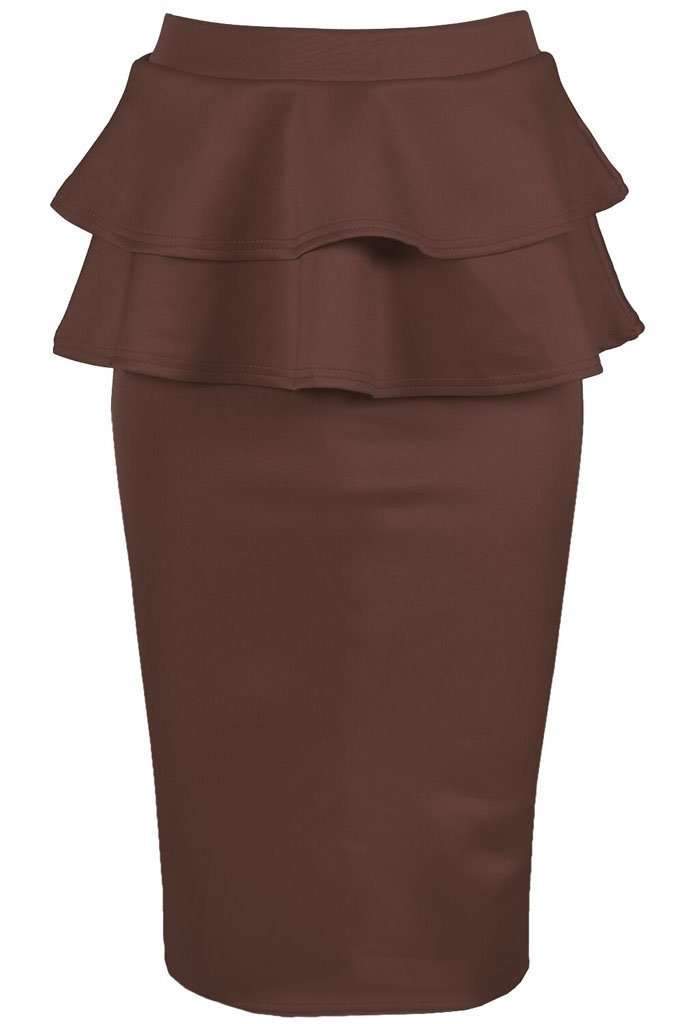 Kira High Waist Peplum Frill Midi Skirt - bejealous-com