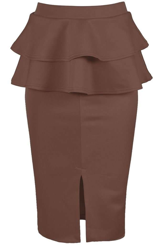 Kira High Waist Peplum Frill Midi Skirt - bejealous-com