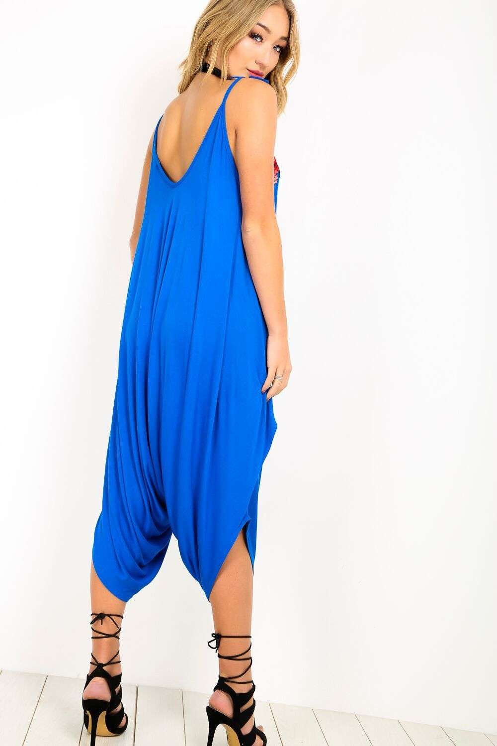 Kittie Floral Embroidered Draped Harem Jumpsuit - bejealous-com