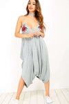 Kittie Floral Embroidered Draped Harem Jumpsuit - bejealous-com
