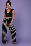 Kris High  Waist Belted Striped Palazzo Pants - bejealous-com