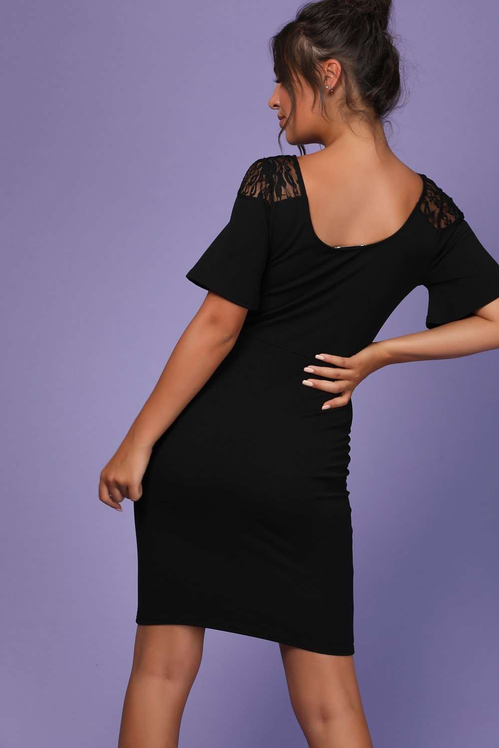 Kylla Lace Insert Bodycon Midi Dress - bejealous-com