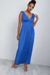Laila Plunge Wrap Neck Knotted Maxi Dress - bejealous-com