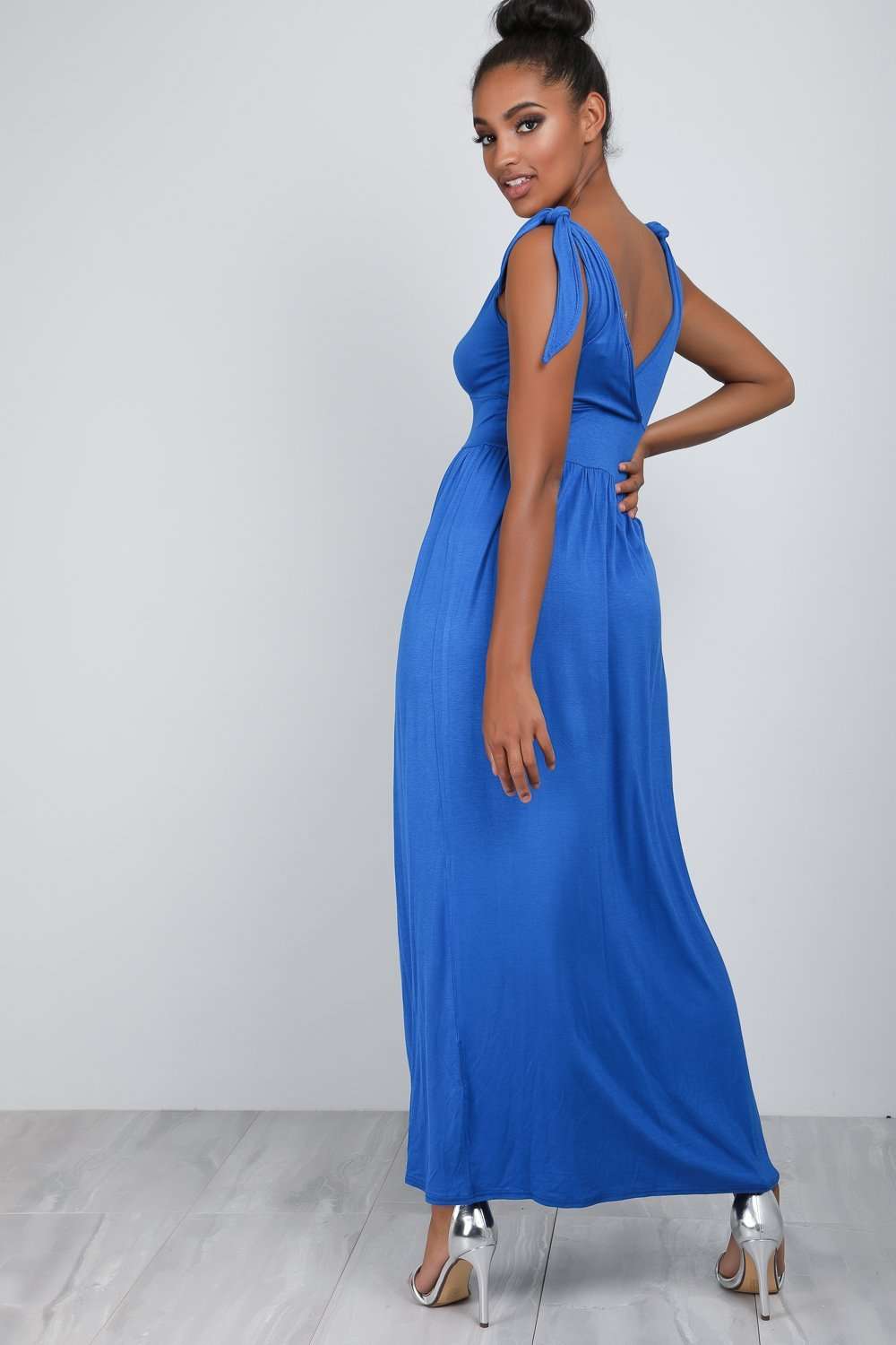 Laila Plunge Wrap Neck Knotted Maxi Dress - bejealous-com