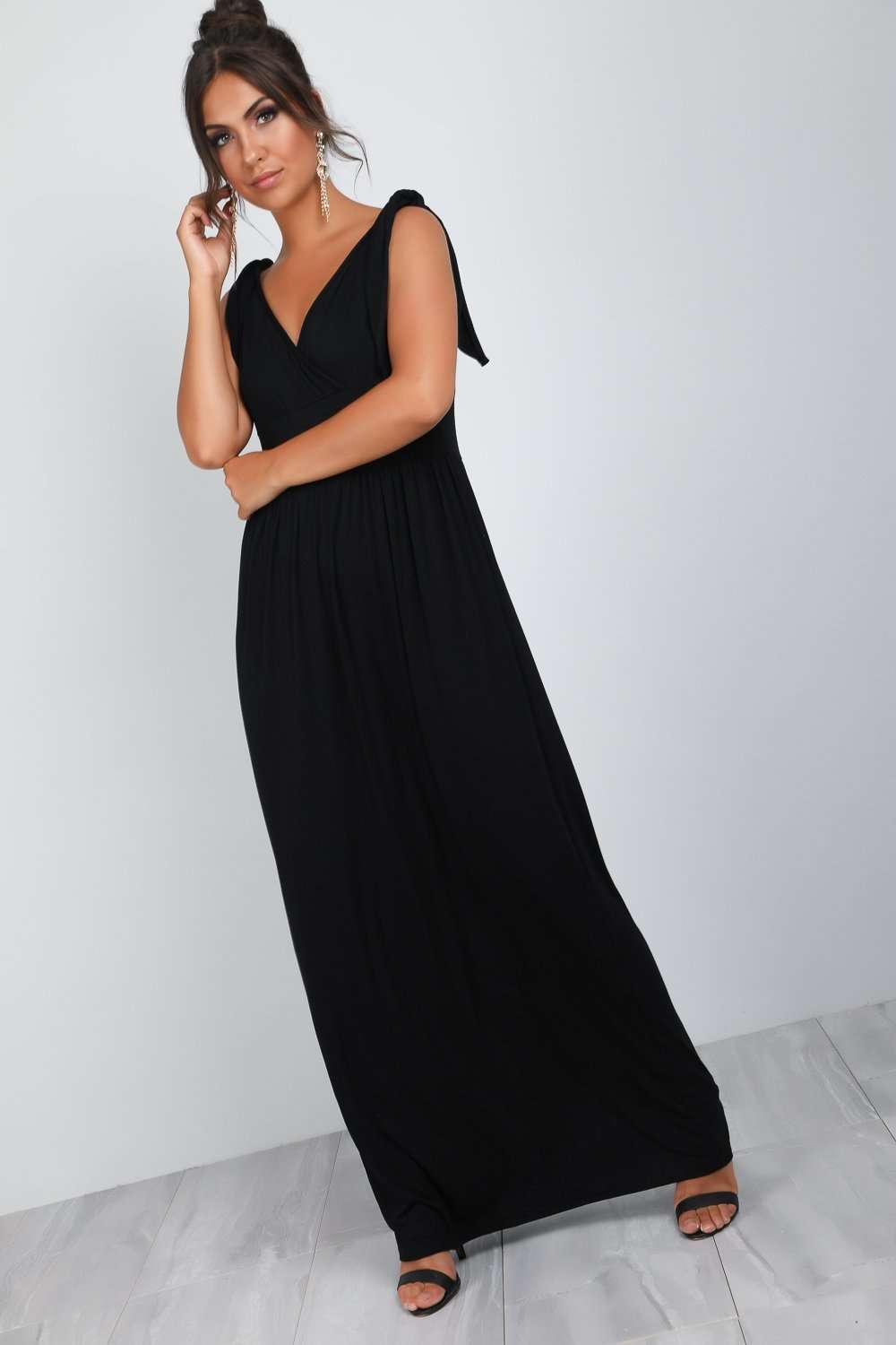 Laila Plunge Wrap Neck Knotted Maxi Dress - bejealous-com