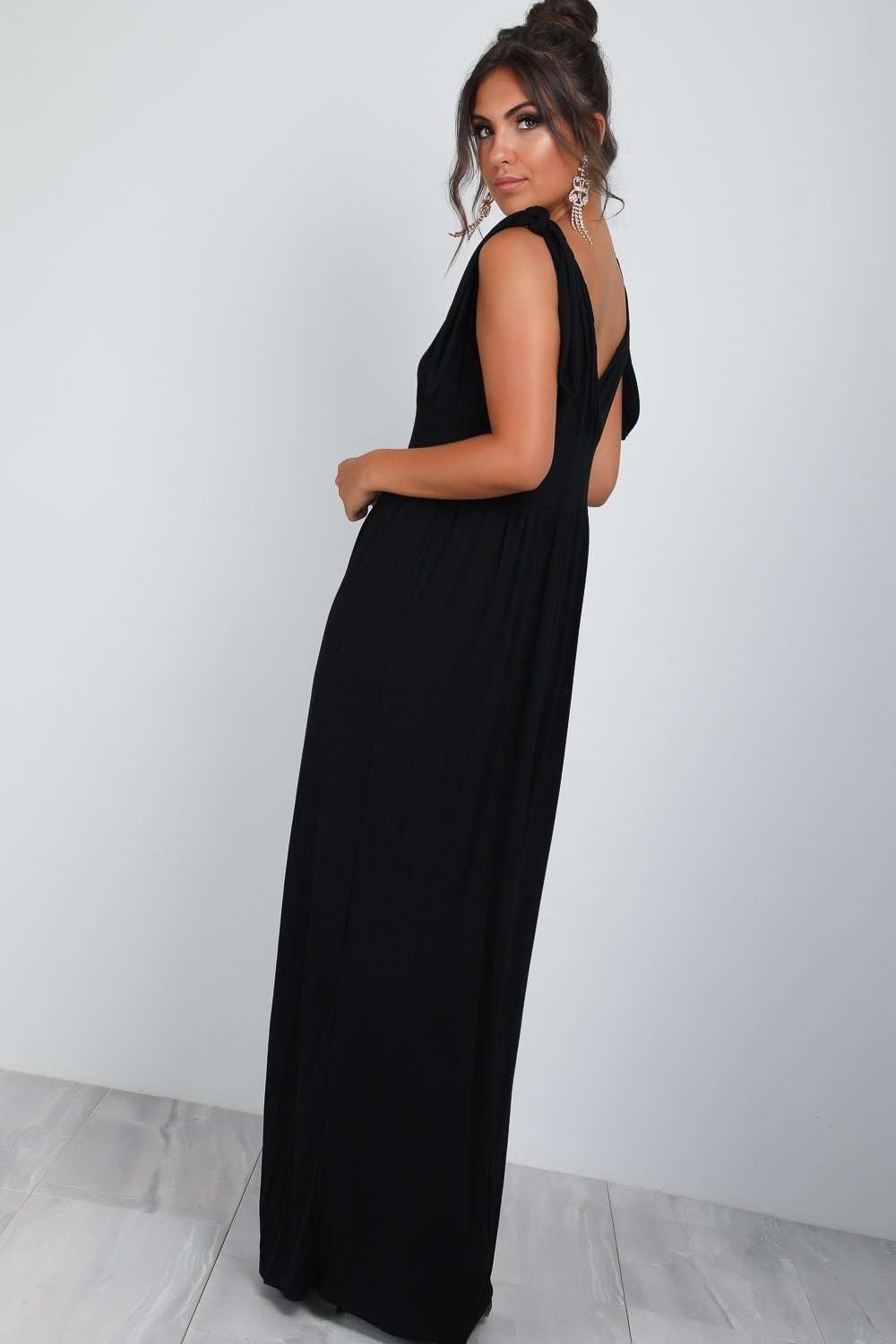 Laila Plunge Wrap Neck Knotted Maxi Dress - bejealous-com