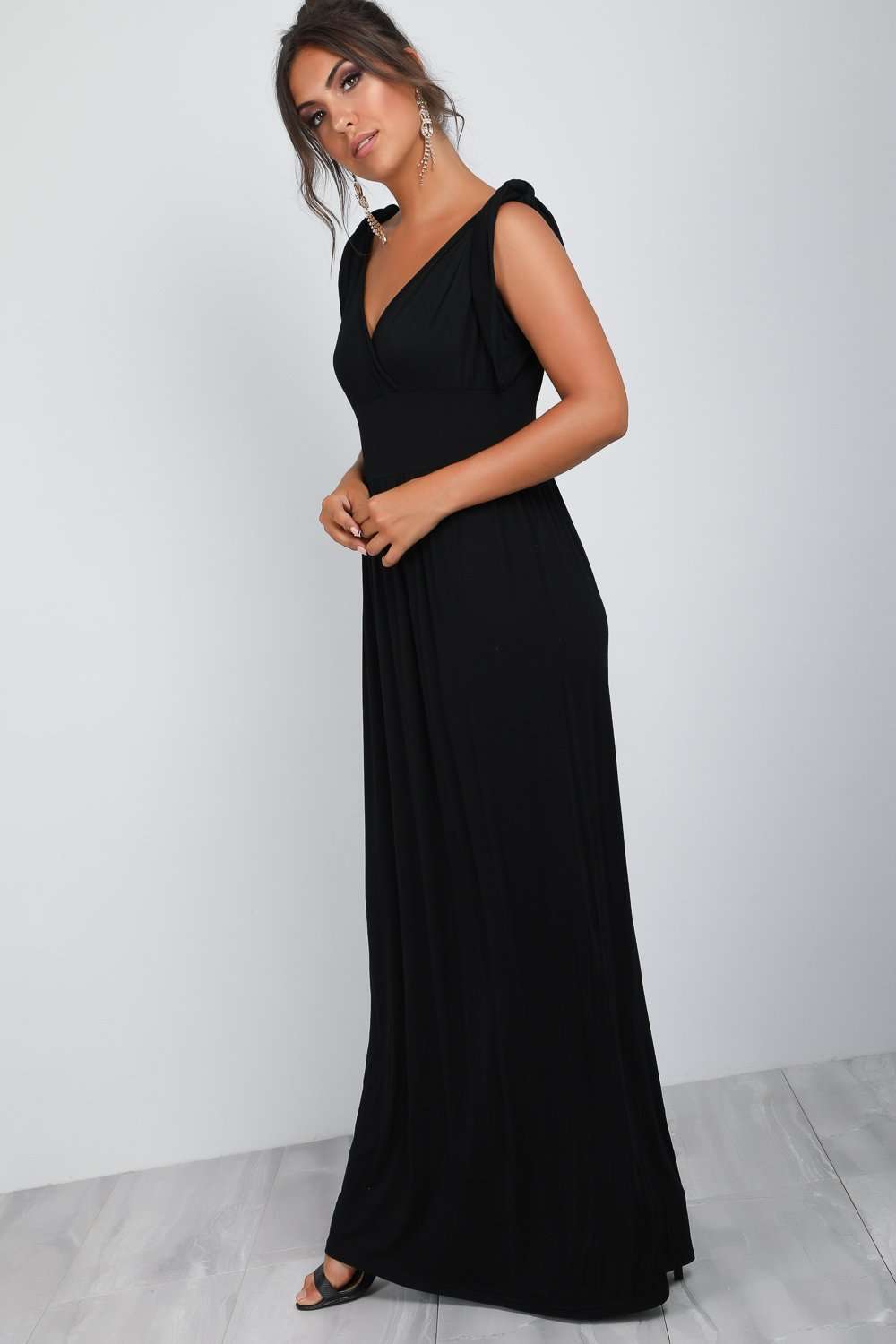 Laila Plunge Wrap Neck Knotted Maxi Dress - bejealous-com