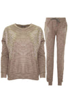 Diamonte Fine Knit Grey Lounge Wear Coord Set - bejealous-com