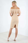 Lara Off Shoulder Frill Midi Bodycon Dress - bejealous-com