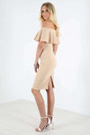 Lara Off Shoulder Frill Midi Bodycon Dress - bejealous-com