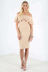 Lara Off Shoulder Frill Midi Bodycon Dress - bejealous-com