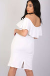 Lara Off Shoulder Frill Midi Bodycon Dress - bejealous-com