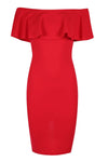 Lara Off Shoulder Frill Midi Bodycon Dress - bejealous-com