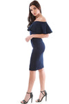 Lara Off Shoulder Frill Midi Bodycon Dress - bejealous-com