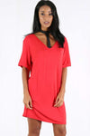 Larna Choker Neck Oversized Jersey Tshirt Dress - bejealous-com
