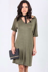 Larna Choker Neck Oversized Jersey Tshirt Dress - bejealous-com