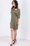 Larna Choker Neck Oversized Jersey Tshirt Dress - bejealous-com