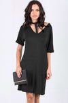 Larna Choker Neck Oversized Jersey Tshirt Dress - bejealous-com