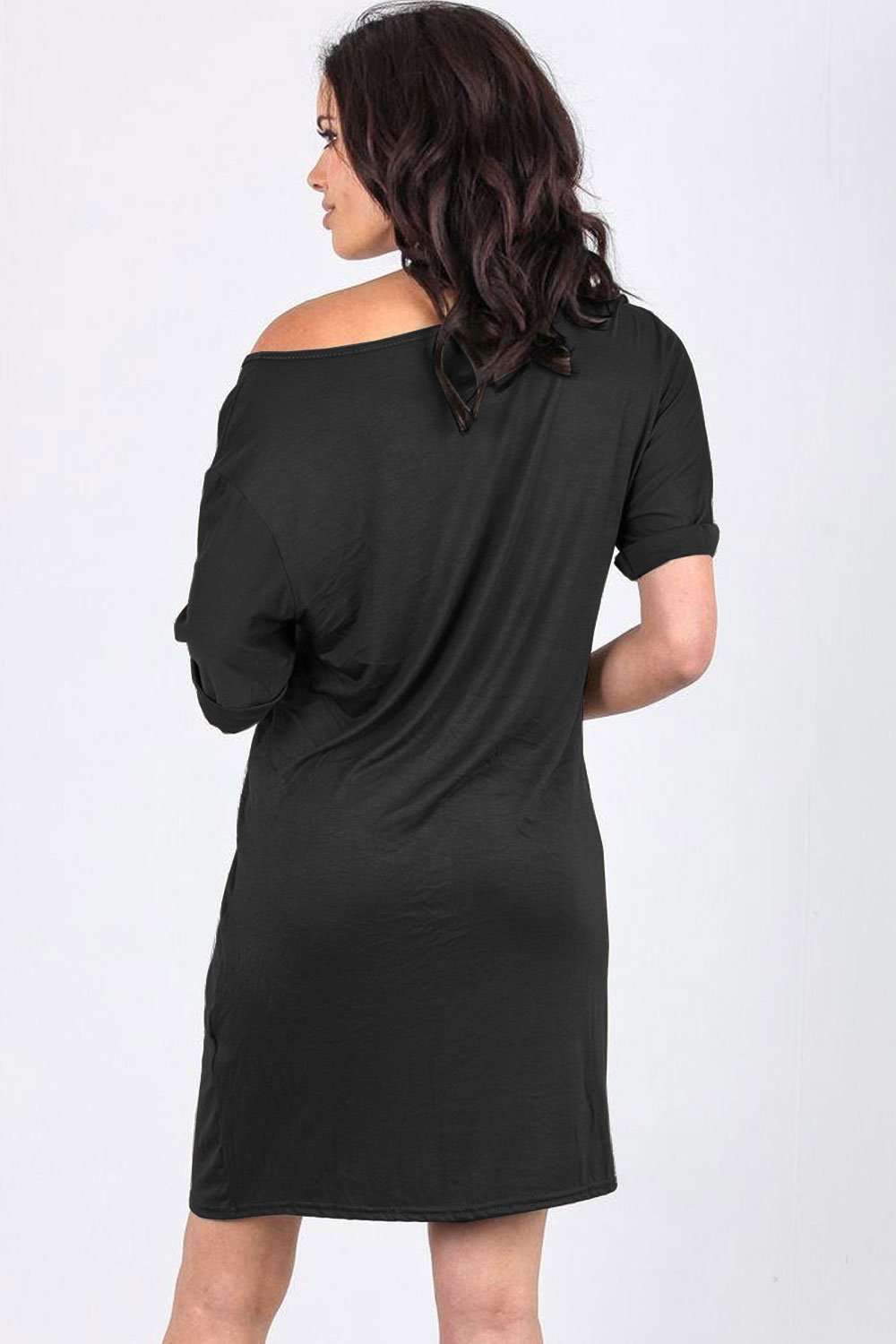 Larna Choker Neck Oversized Jersey Tshirt Dress - bejealous-com