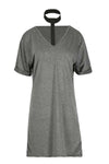 Larna Choker Neck Oversized Jersey Tshirt Dress - bejealous-com
