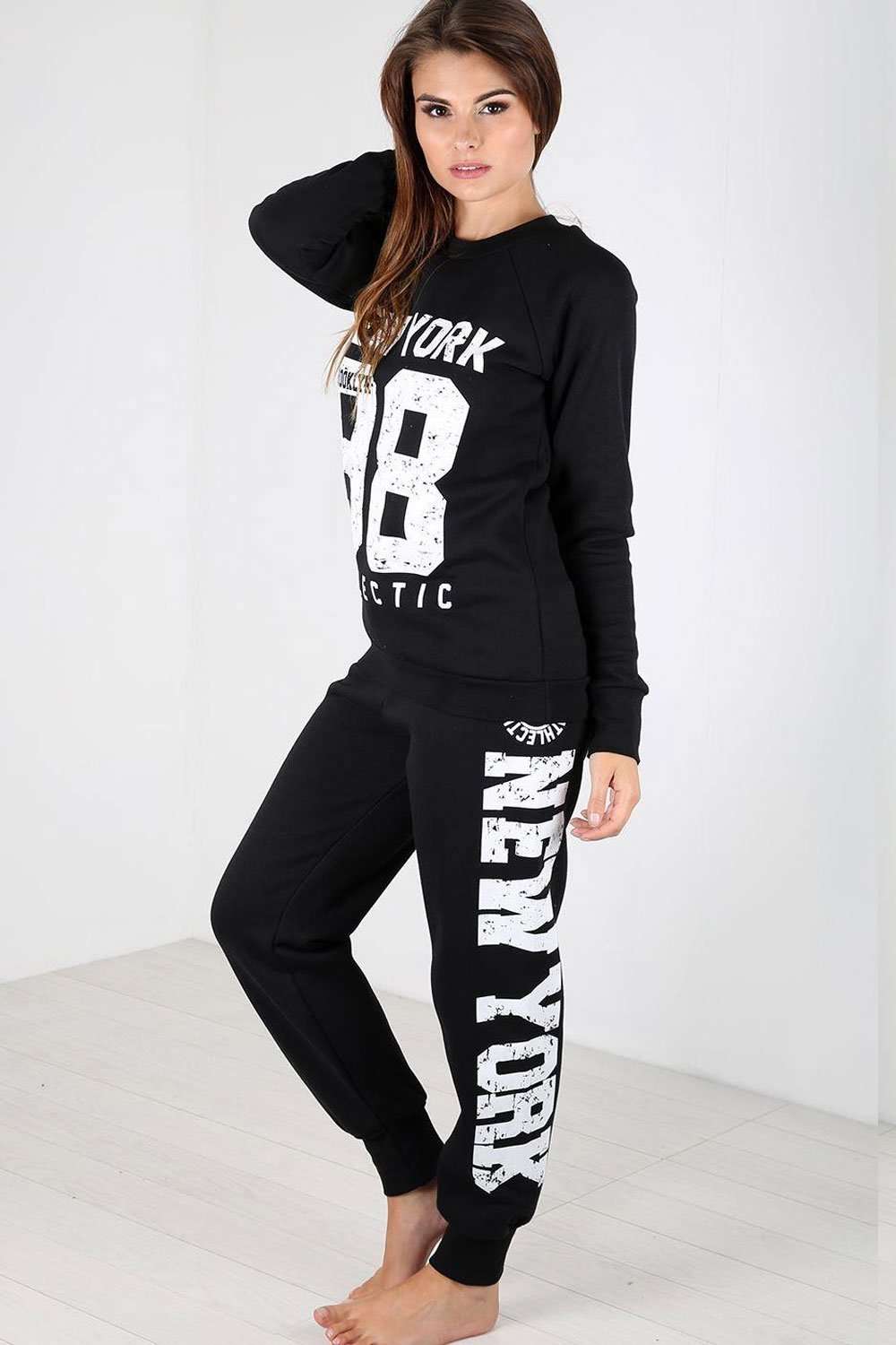 Larna New York Slogan Print Tracksuit Set - bejealous-com