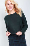 Emerald Fine Knit Long Sleeve Cropped Jumper - bejealous-com