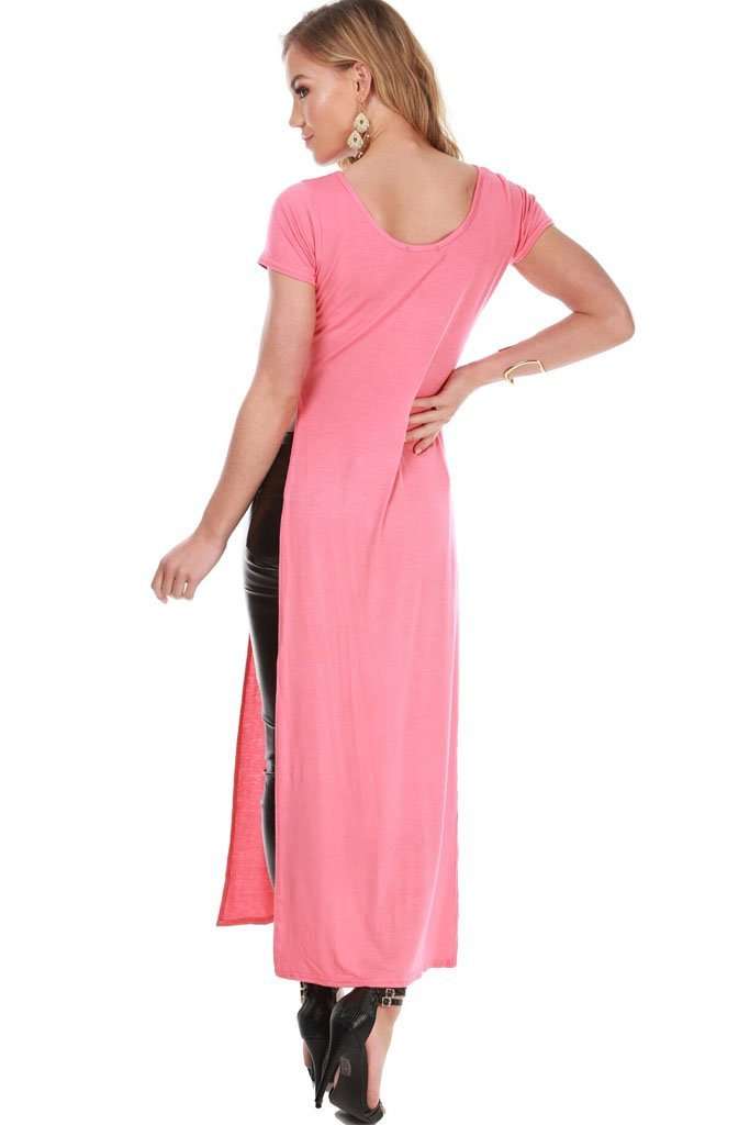 Lauren Cap Sleeve Split Maxi Tshirt Dress - bejealous-com