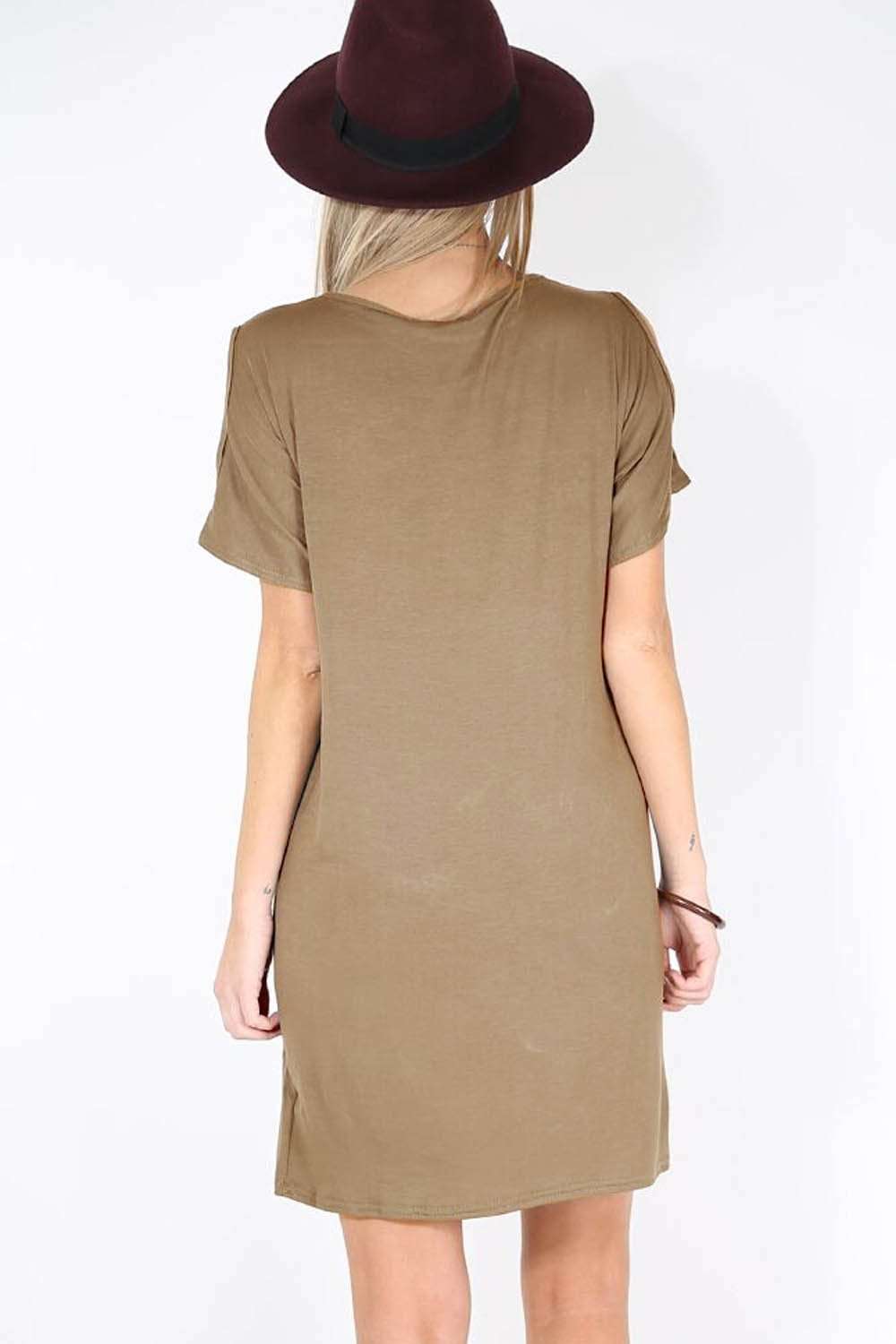 Lauren Cold Shoulder Oversized Tshirt Dress - bejealous-com
