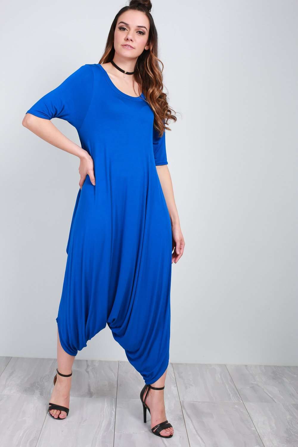 Lauren Draped Hareem Romper Jumpsuit - bejealous-com