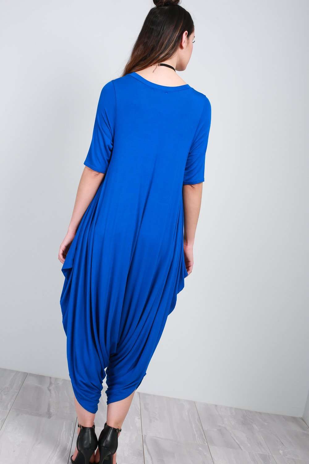 Lauren Draped Hareem Romper Jumpsuit - bejealous-com