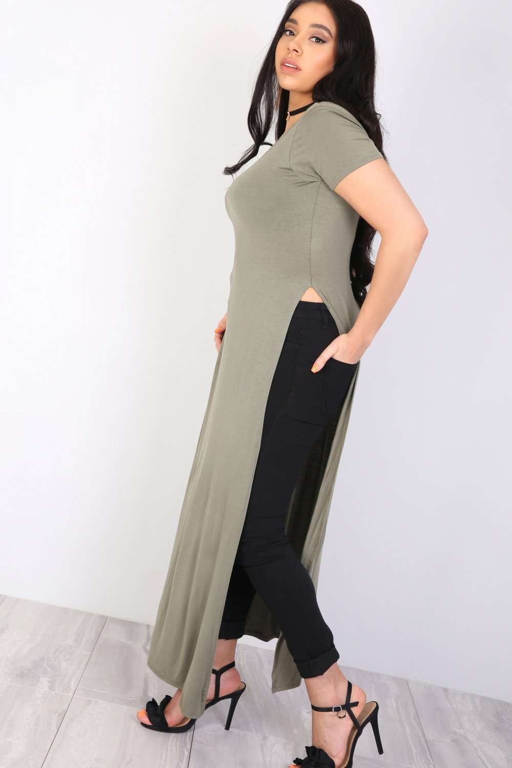 Lauren Plus Cap Sleeve Split Maxi Tshirt Dress - bejealous-com