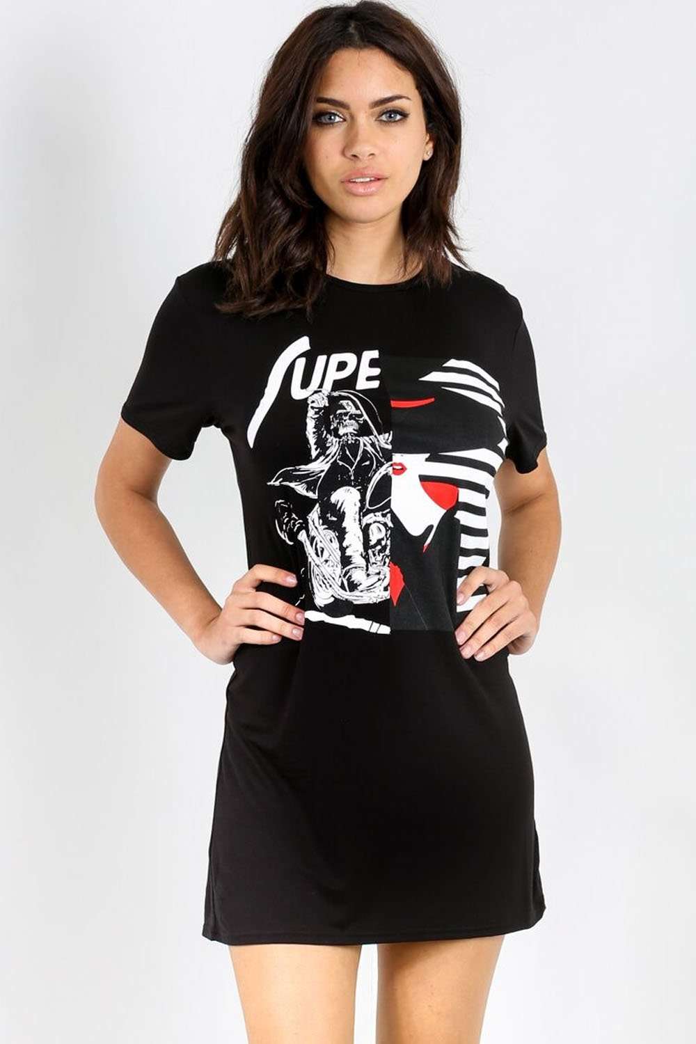 Laverna Graphic Print Slashed Back Tshirt Dress - bejealous-com