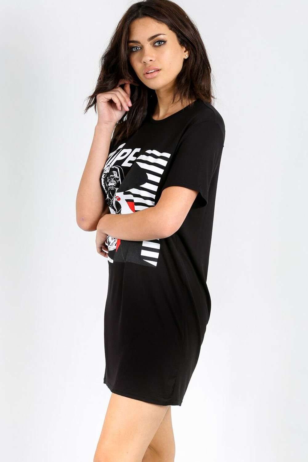 Laverna Graphic Print Slashed Back Tshirt Dress - bejealous-com