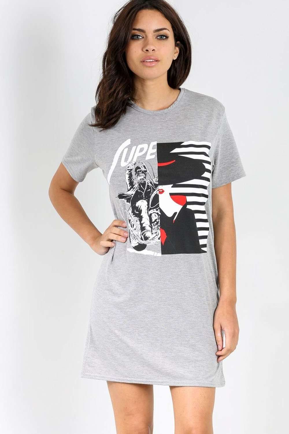 Laverna Graphic Print Slashed Back Tshirt Dress - bejealous-com