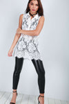 Layla Floral Lace Sleeveless Sheer Shirt - bejealous-com