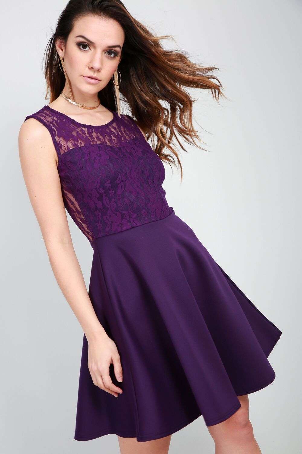 Leela Sleeveless Lace Skater Dress - bejealous-com