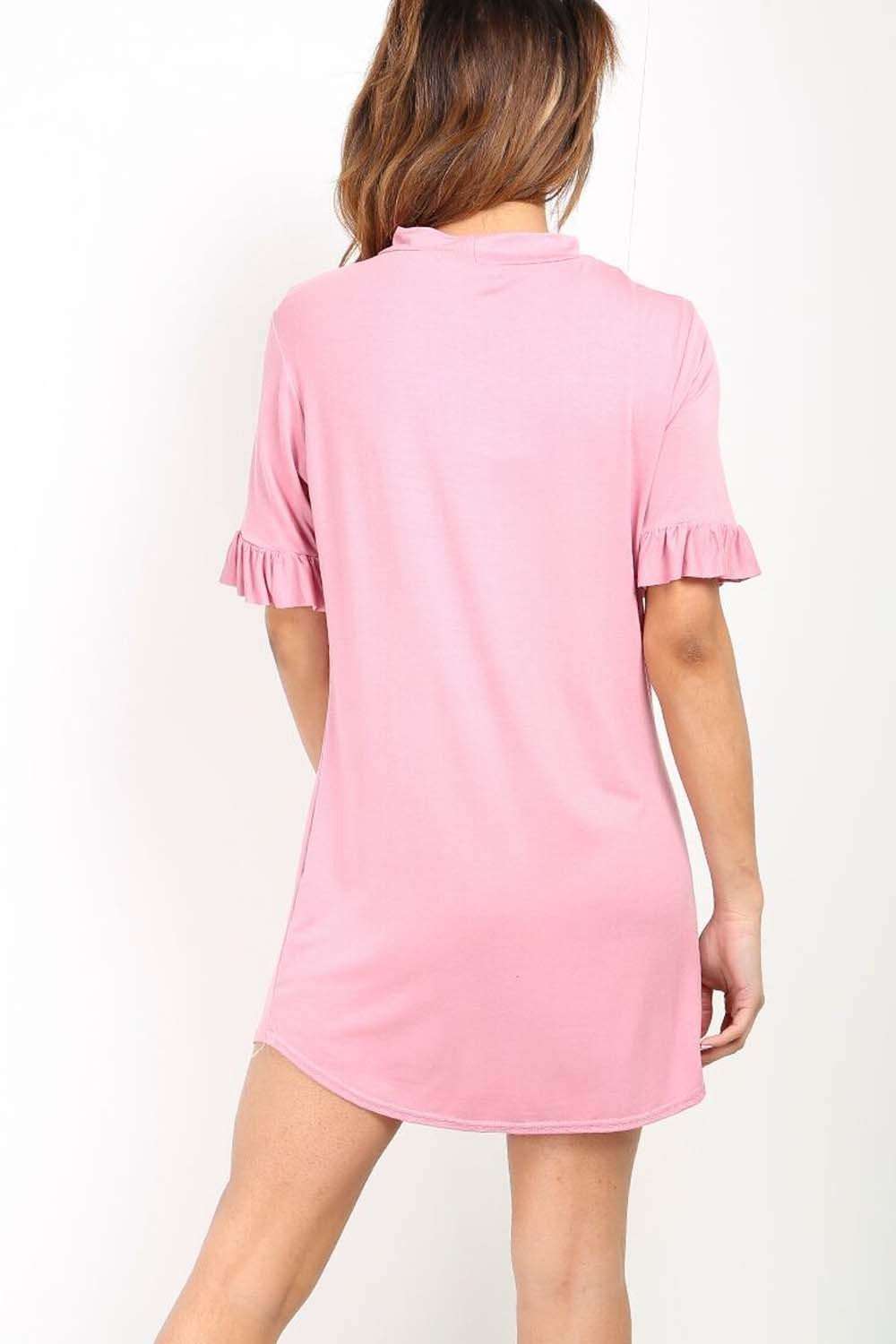 Leena Frill T-Shirt Dress - bejealous-com