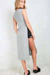 Leona Basic Jersey Side Split Maxi Tshirt Dress - bejealous-com