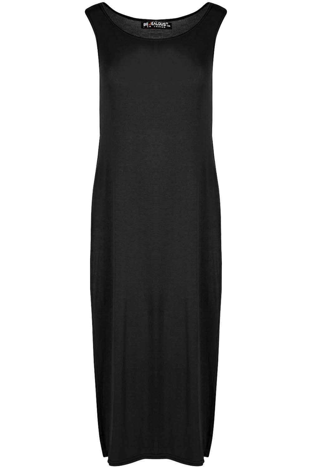 Leona Basic Jersey Side Split Maxi Tshirt Dress - bejealous-com