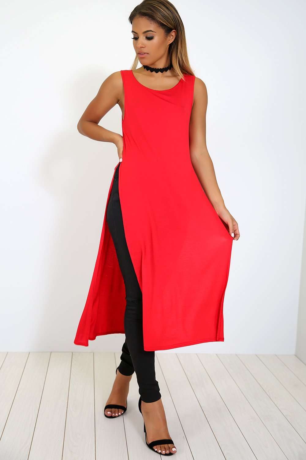 Leona Basic Jersey Side Split Maxi Tshirt Dress - bejealous-com