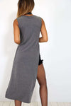 Leona Basic Jersey Side Split Maxi Tshirt Dress - bejealous-com