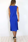 Leona Basic Jersey Side Split Maxi Tshirt Dress - bejealous-com